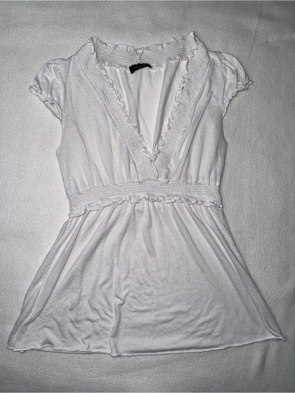 Y2K White Ruffled V-Neck Women’s Top